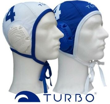 Turbo Waterpolocap set wit en blauw nummer 2