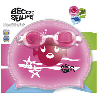 BECO Sealife, zwembril setje 1, zwembril en badmuts, roze