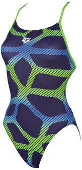 Arena W Spider Booster Back One Piece L navy-leaf 36