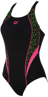 Arena W Microcarbonite One Piece Lb black-fresia rose-leaf 36