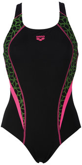 Arena W Microcarbonite One Piece Lb black-fresia rose-leaf 36