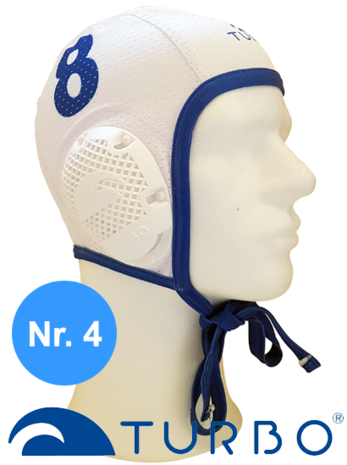 Turbo waterpolocap New Generation wit nr. 4