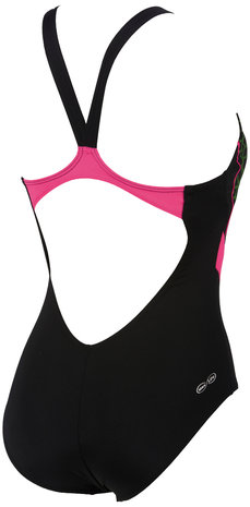 Arena W Microcarbonite One Piece Lb black-fresia rose-leaf 36